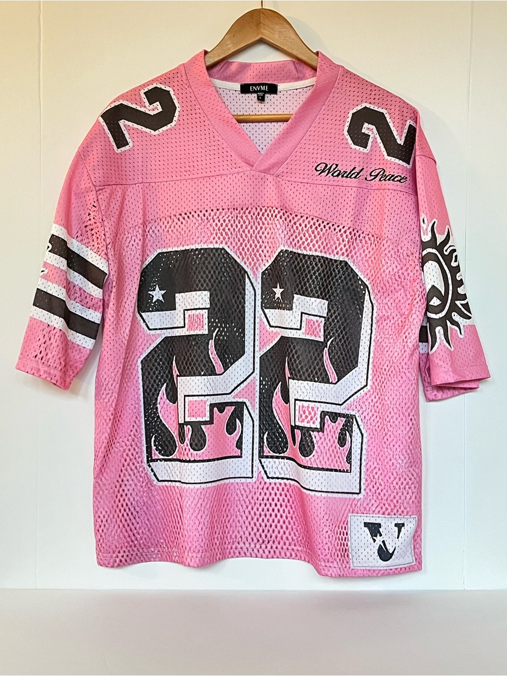 envy Pink Mesh Short Sleeve Jersey Tee - '22' Graphic